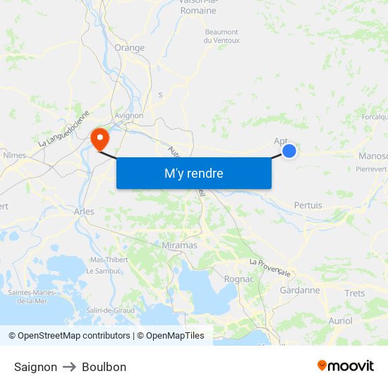 Saignon to Boulbon map