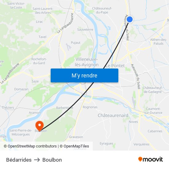 Bédarrides to Boulbon map