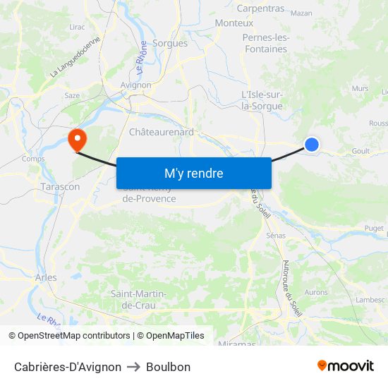 Cabrières-D'Avignon to Boulbon map