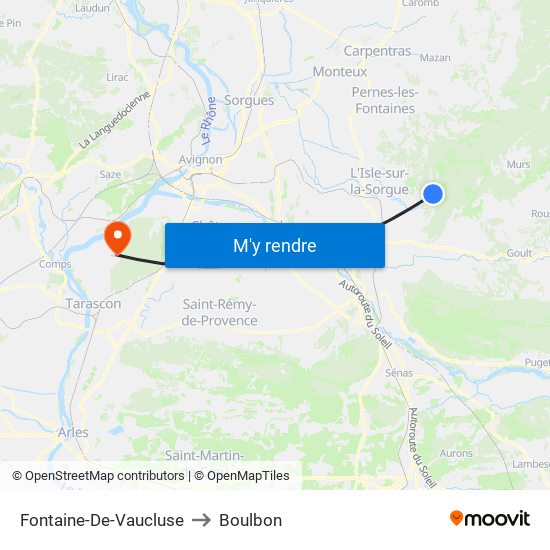 Fontaine-De-Vaucluse to Boulbon map