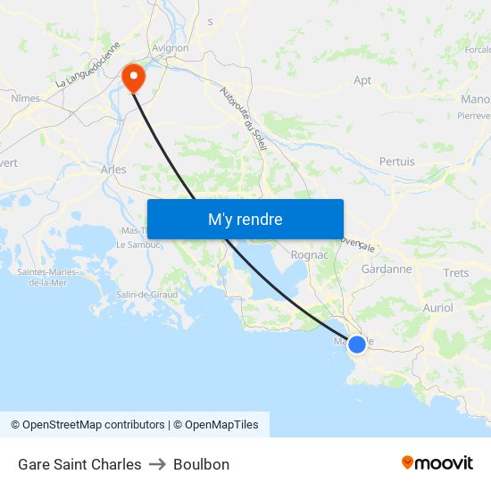 Gare Saint Charles to Boulbon map