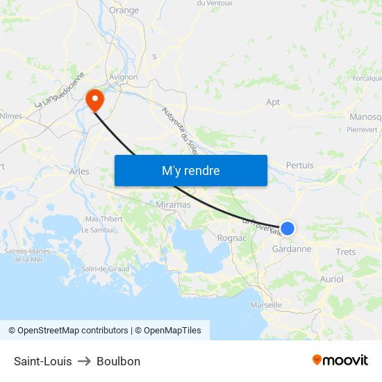 Saint-Louis to Boulbon map