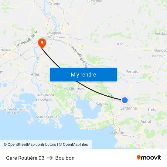 Gare Routière 03 to Boulbon map