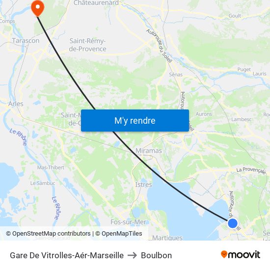 Gare De Vitrolles-Aér-Marseille to Boulbon map
