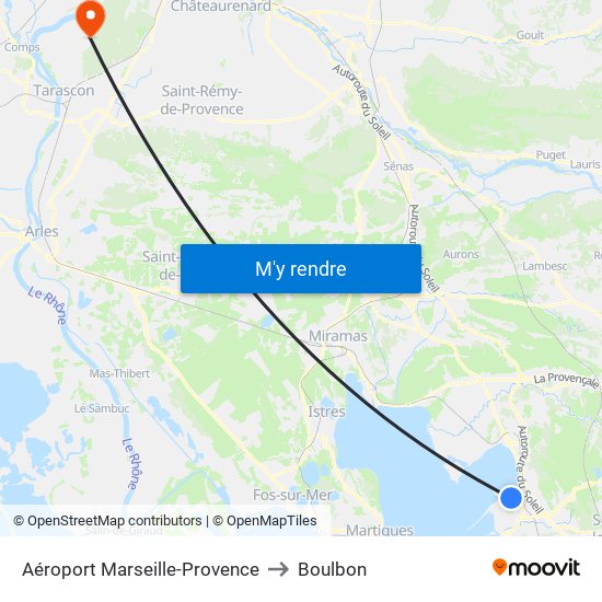 Aéroport Marseille-Provence to Boulbon map