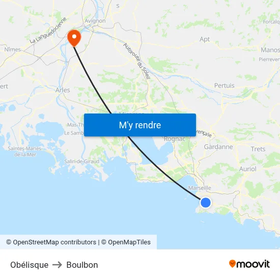 Obélisque to Boulbon map
