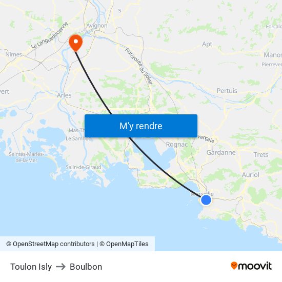 Toulon Isly to Boulbon map