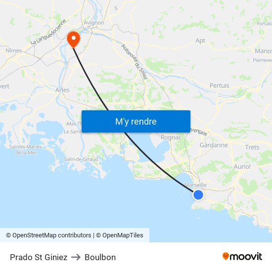 Prado St Giniez to Boulbon map