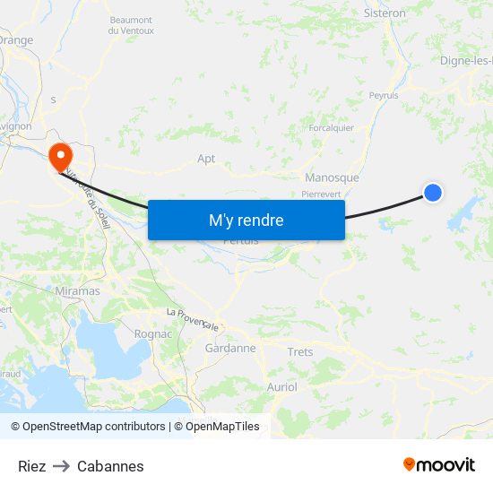 Riez to Cabannes map