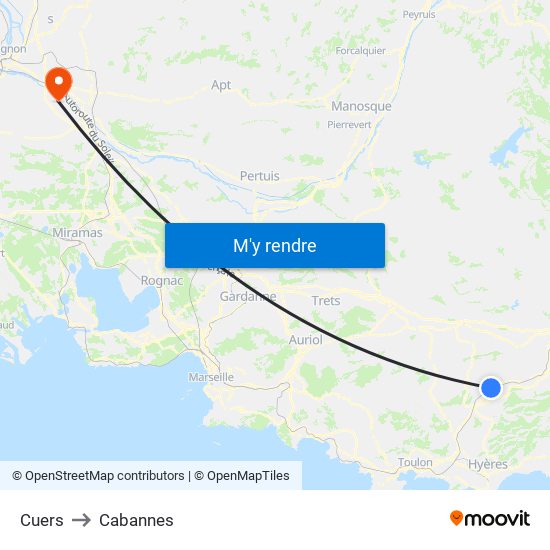 Cuers to Cabannes map