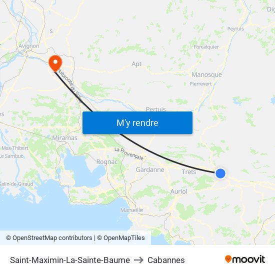 Saint-Maximin-La-Sainte-Baume to Cabannes map
