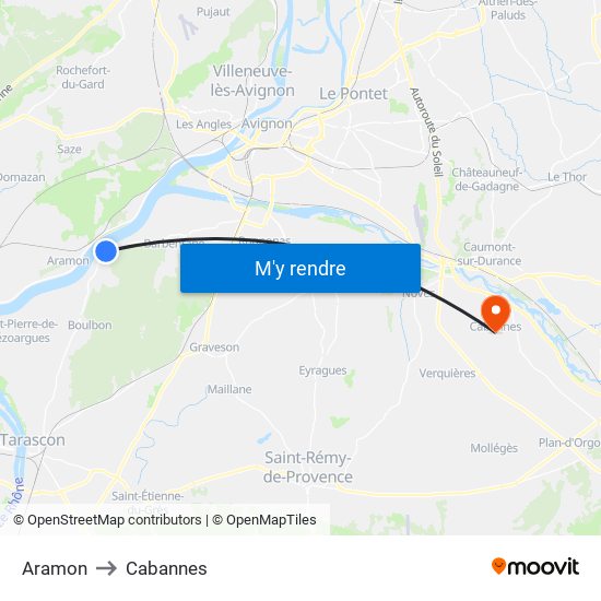 Aramon to Cabannes map