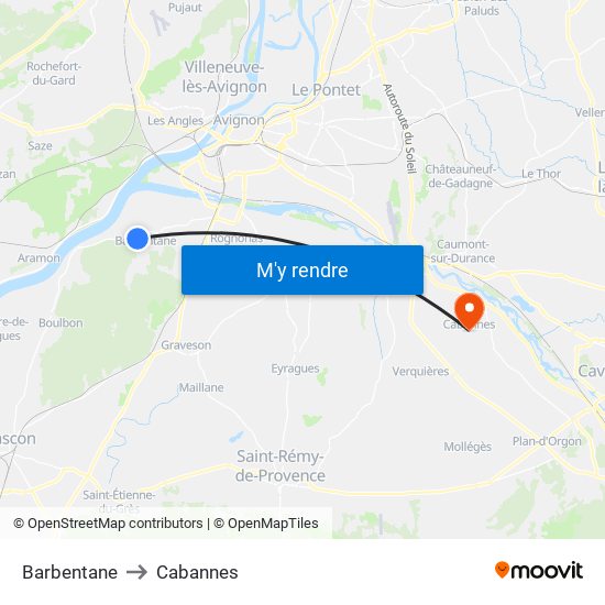 Barbentane to Cabannes map