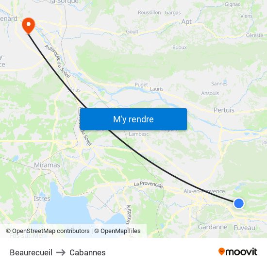 Beaurecueil to Cabannes map