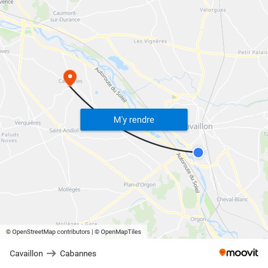 Cavaillon to Cabannes map