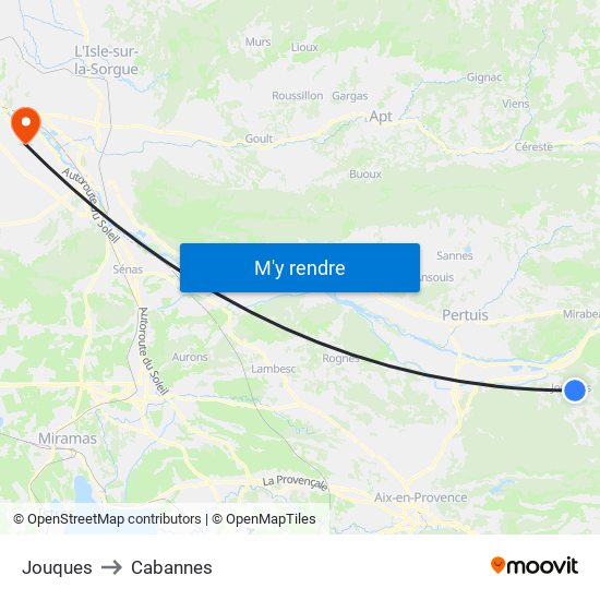 Jouques to Cabannes map