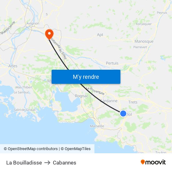 La Bouilladisse to Cabannes map