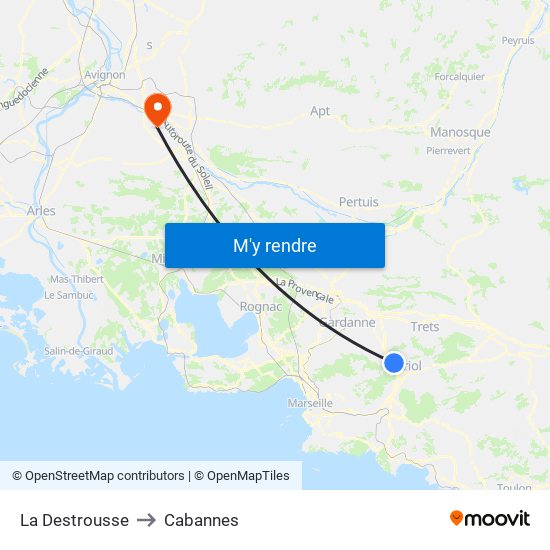 La Destrousse to Cabannes map