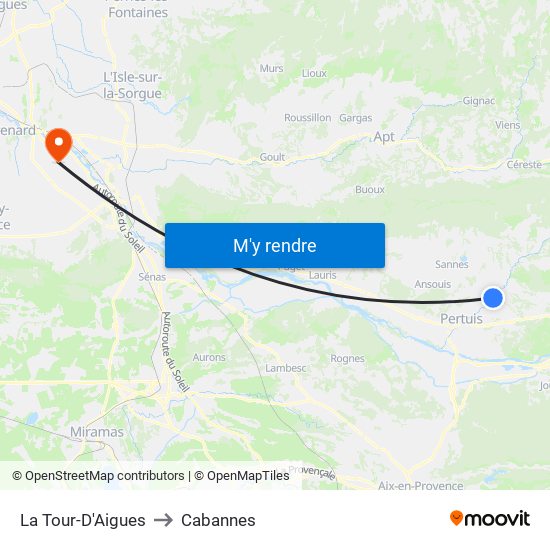 La Tour-D'Aigues to Cabannes map