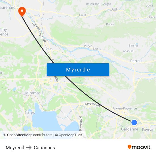 Meyreuil to Cabannes map