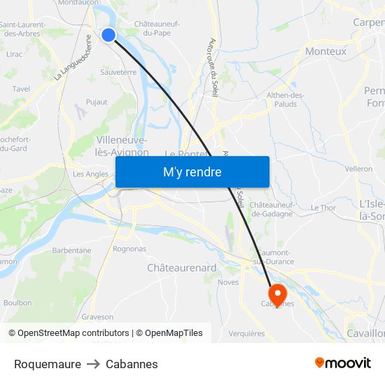 Roquemaure to Cabannes map