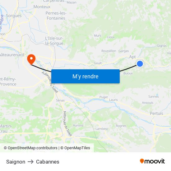Saignon to Cabannes map
