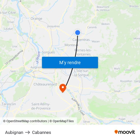 Aubignan to Cabannes map