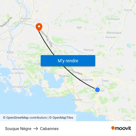Souque Nègre to Cabannes map