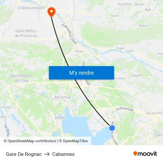 Gare De Rognac to Cabannes map