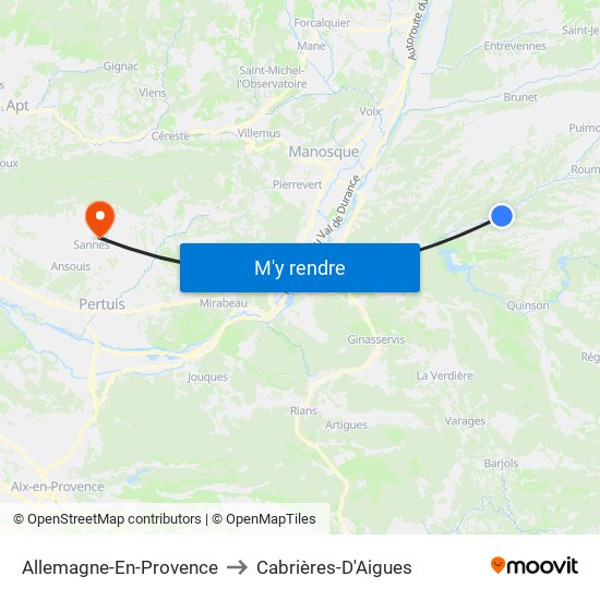 Allemagne-En-Provence to Cabrières-D'Aigues map