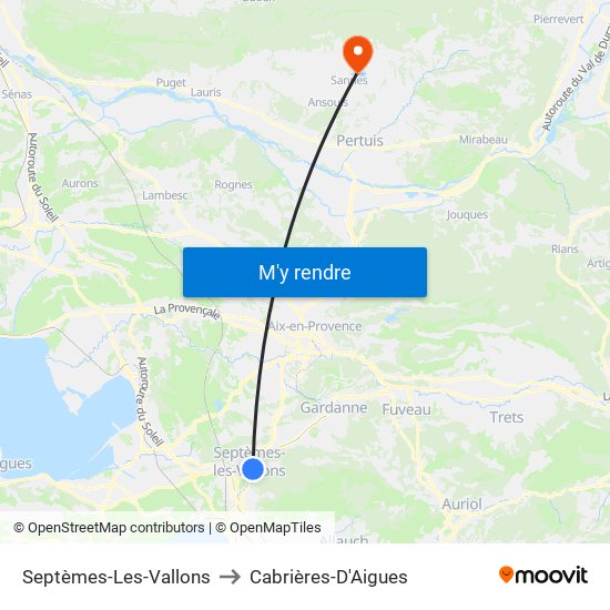 Septèmes-Les-Vallons to Cabrières-D'Aigues map