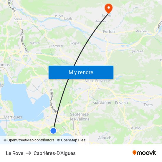 Le Rove to Cabrières-D'Aigues map