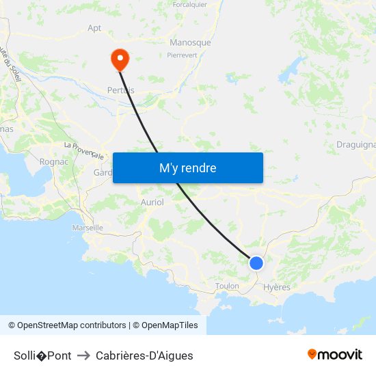 Solli�Pont to Cabrières-D'Aigues map