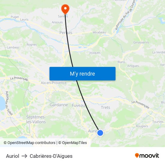 Auriol to Cabrières-D'Aigues map