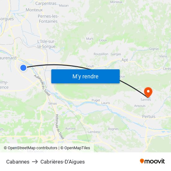 Cabannes to Cabrières-D'Aigues map