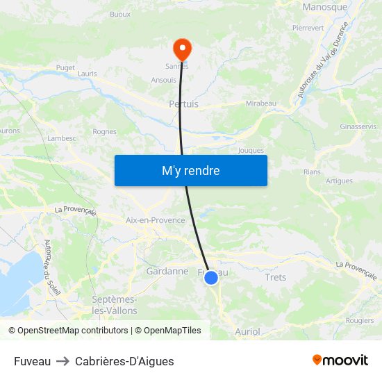 Fuveau to Cabrières-D'Aigues map