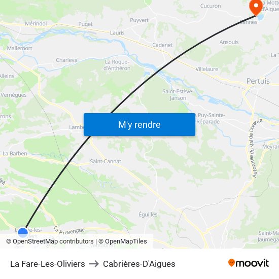 La Fare-Les-Oliviers to Cabrières-D'Aigues map