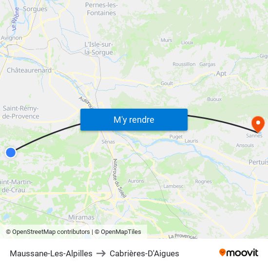 Maussane-Les-Alpilles to Cabrières-D'Aigues map