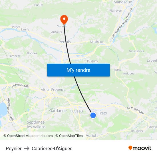 Peynier to Cabrières-D'Aigues map