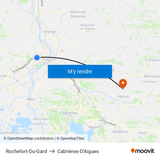 Rochefort-Du-Gard to Cabrières-D'Aigues map