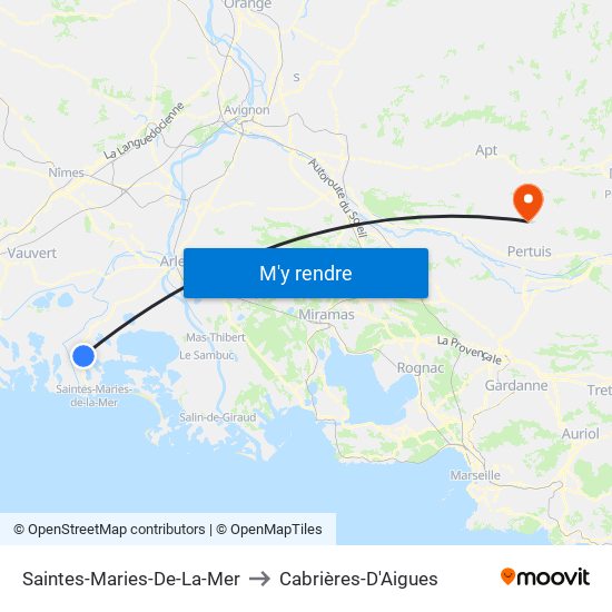 Saintes-Maries-De-La-Mer to Cabrières-D'Aigues map