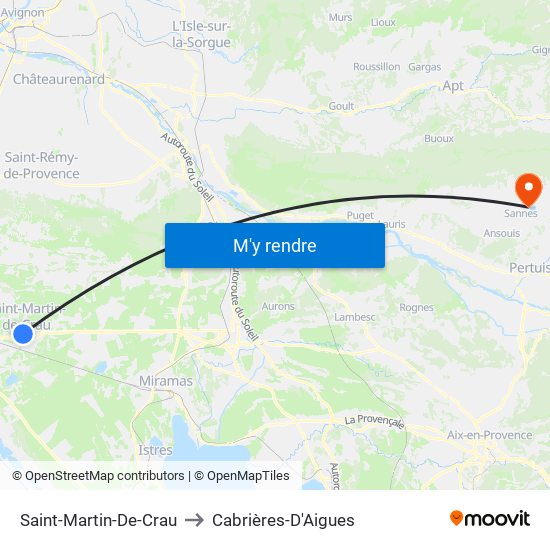 Saint-Martin-De-Crau to Cabrières-D'Aigues map