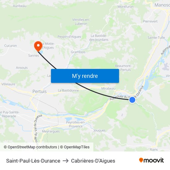 Saint-Paul-Lès-Durance to Cabrières-D'Aigues map