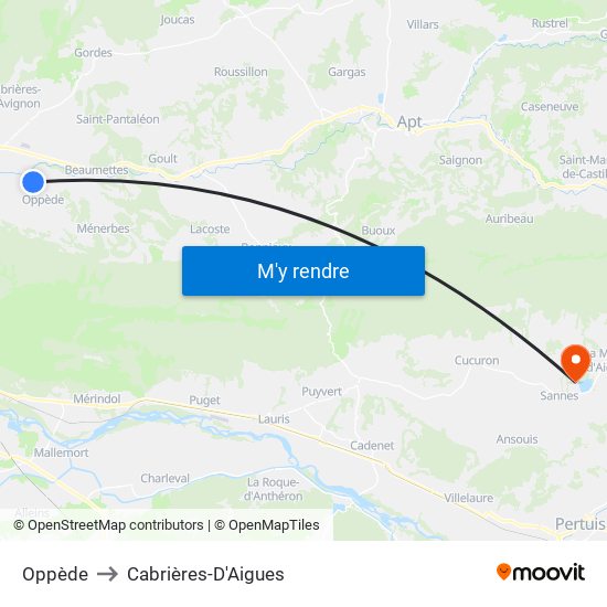 Oppède to Cabrières-D'Aigues map