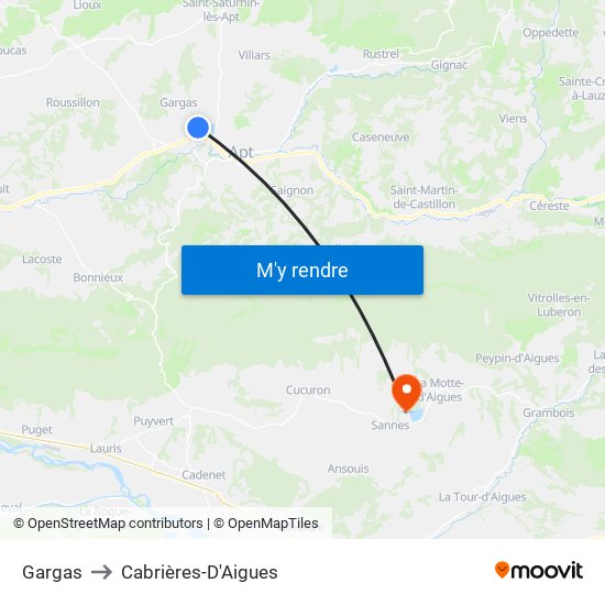Gargas to Cabrières-D'Aigues map