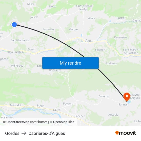 Gordes to Cabrières-D'Aigues map