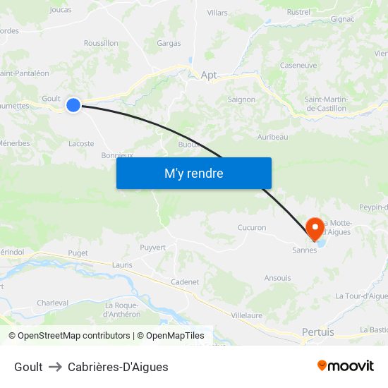 Goult to Cabrières-D'Aigues map