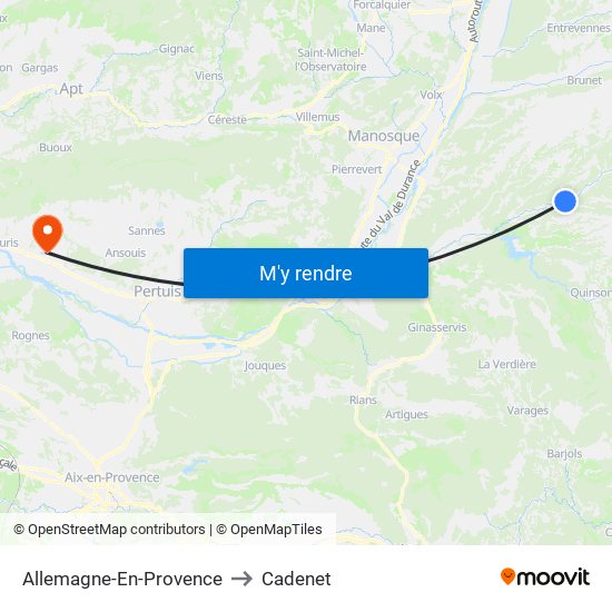 Allemagne-En-Provence to Cadenet map