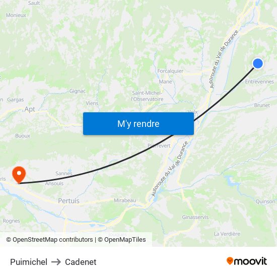 Puimichel to Cadenet map