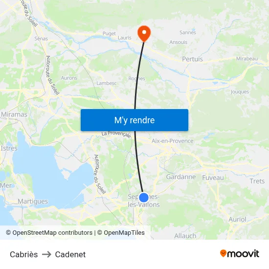 Cabriès to Cadenet map